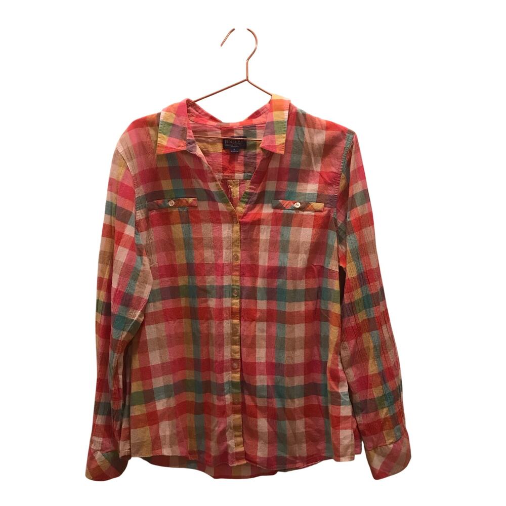 Pendleton Santa Cruz plaid button down crinkle shirt size XL